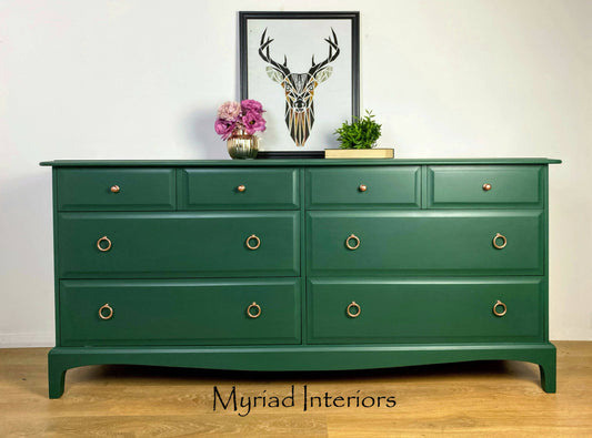 Green Stag Minstrel Merchants chest of drawers / large captains drawers