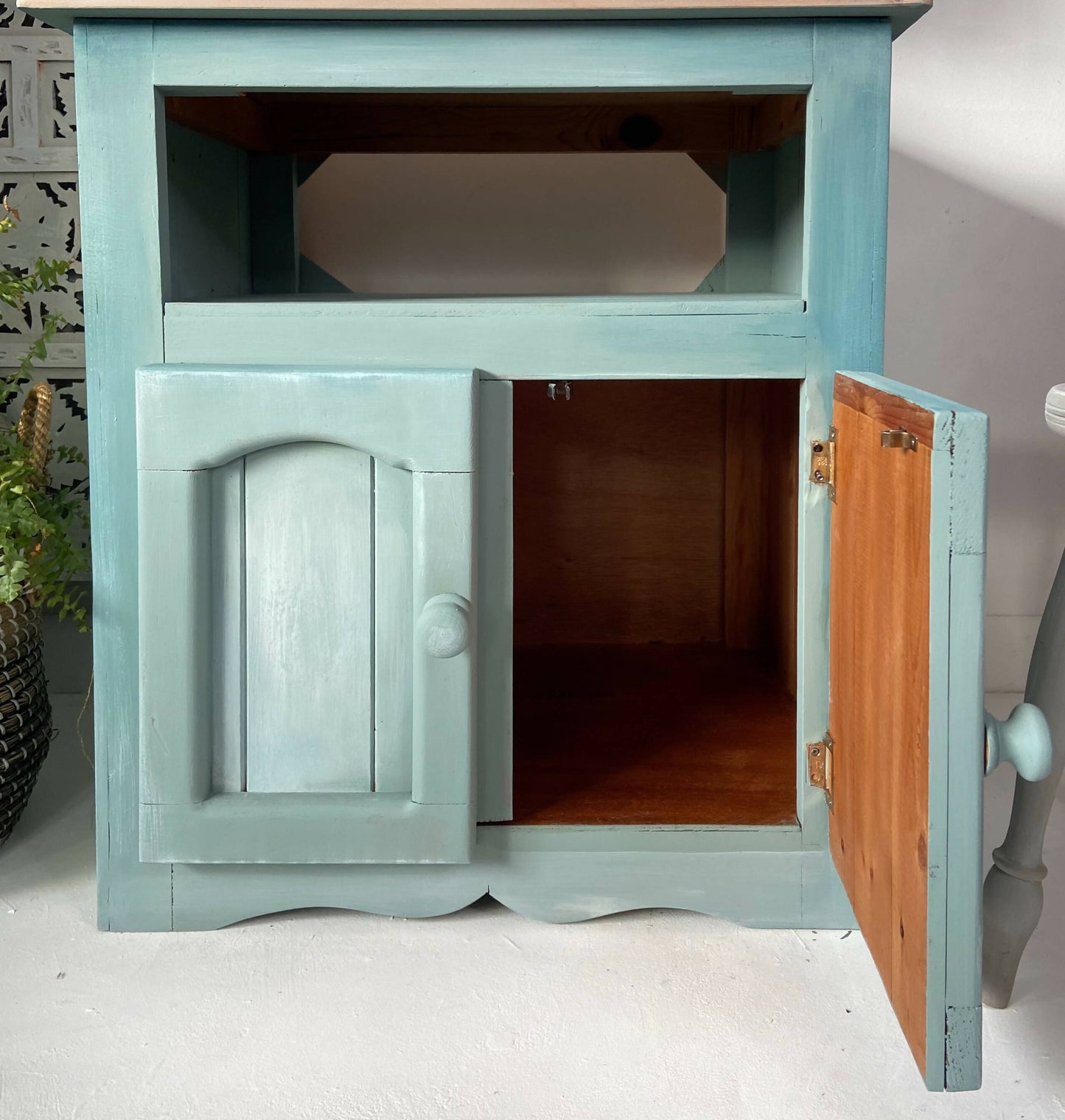 Hand Painted Blue Kitchen Cupboard