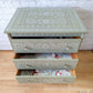 Faux Bone Inlay Stencil Hand-Painted Vintage Chest of Drawers, Pearlescent MADE TO ORDER