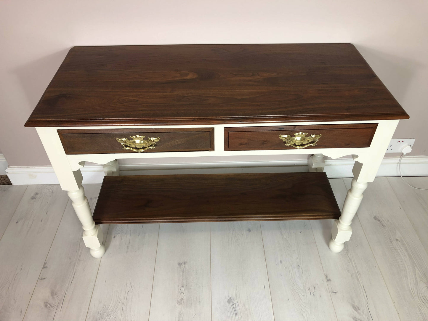 Farmhouse Vintage Console Table Hallway Table With 2 Drawers