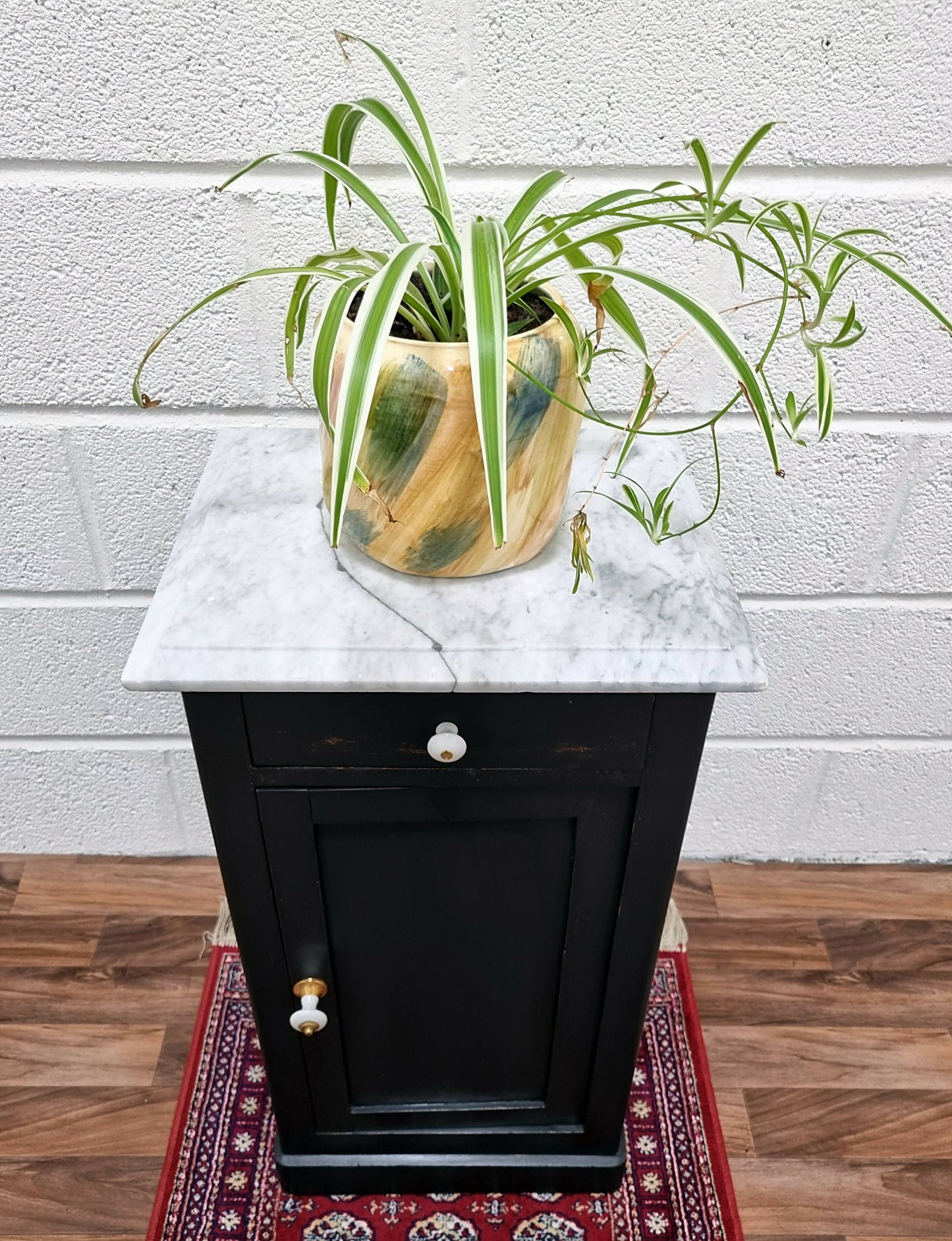 Marble Top Bedside Cabinet Victorian Pot Cupboard