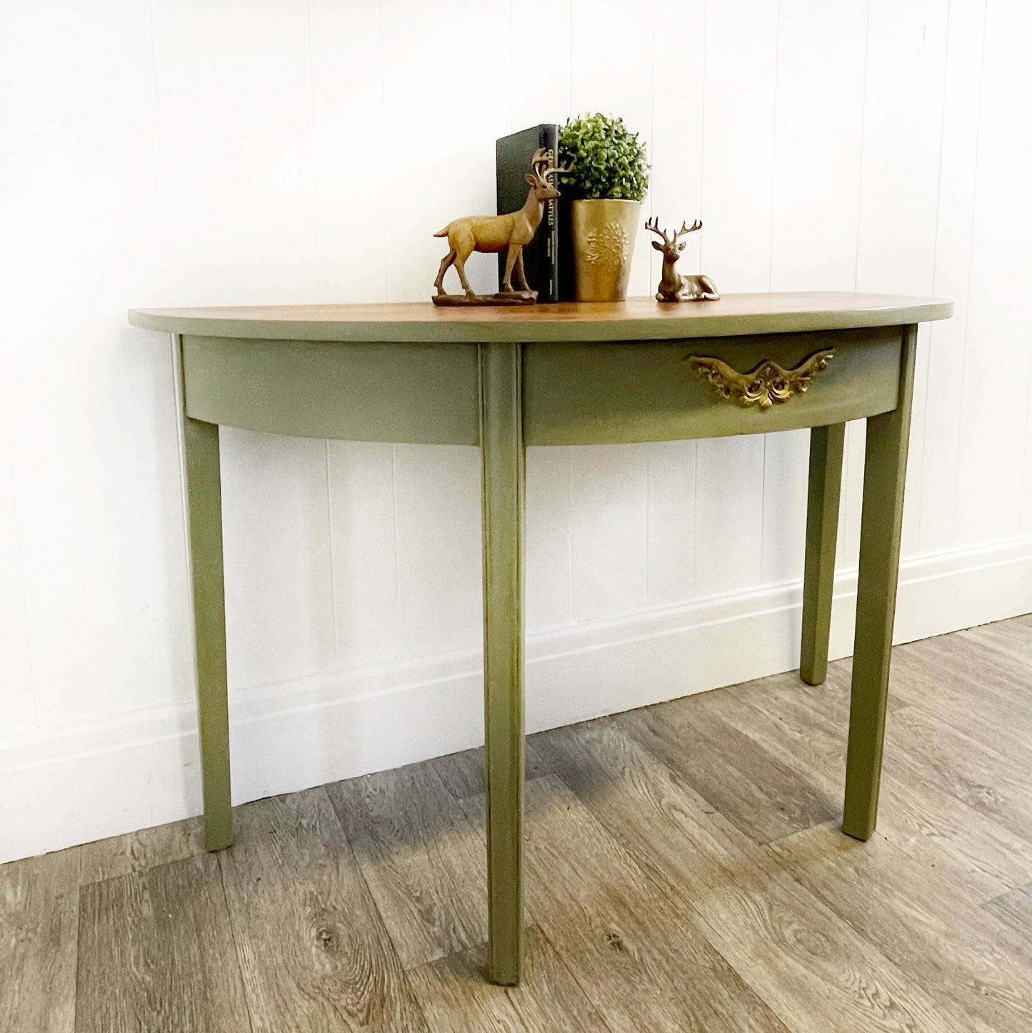 Green Half Moon mahogany Console Table