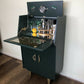 Mid Century Cocktail Cabinet, Drinks Cabinet, Home Bar in British Racing Green and Gold colour