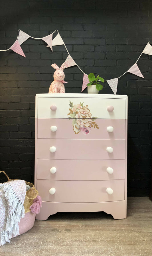 MADE TO ORDER: Baby Pink and White girl's bedroom chest of drawers