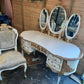 Black French Olympus Dressing Table With Mirror