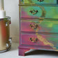 Desk - Colourful Bureau - Upcycled Furniture - Gold- Boho Furniture - Desk - Hand Painted Cabinet - Boho Writing Desk- Wood