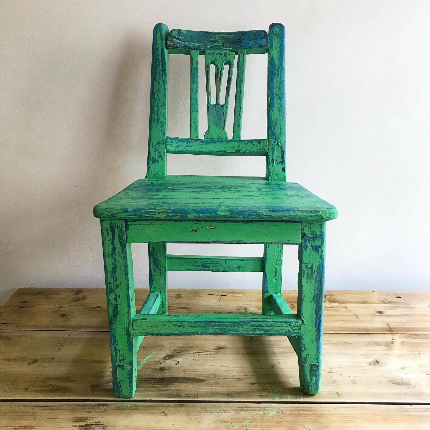 Vintage nursery chair - Chippy Paint - green and blue