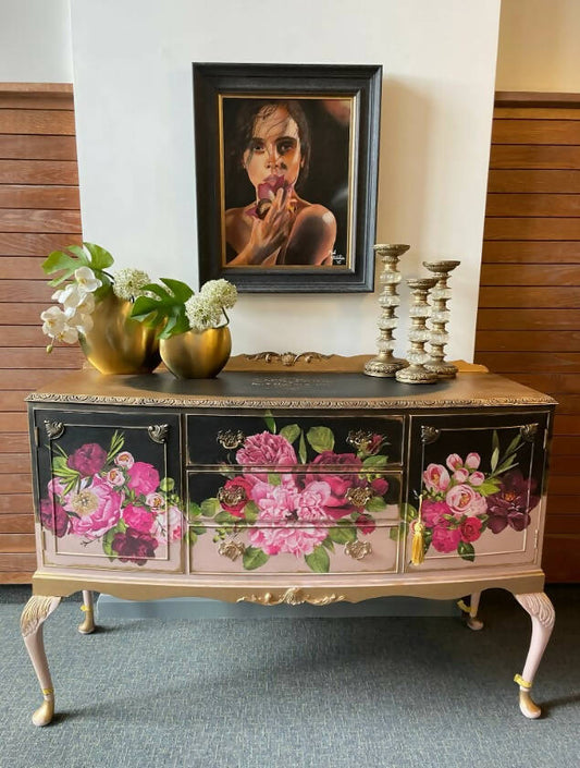 French Style Antique Floral Sideboard