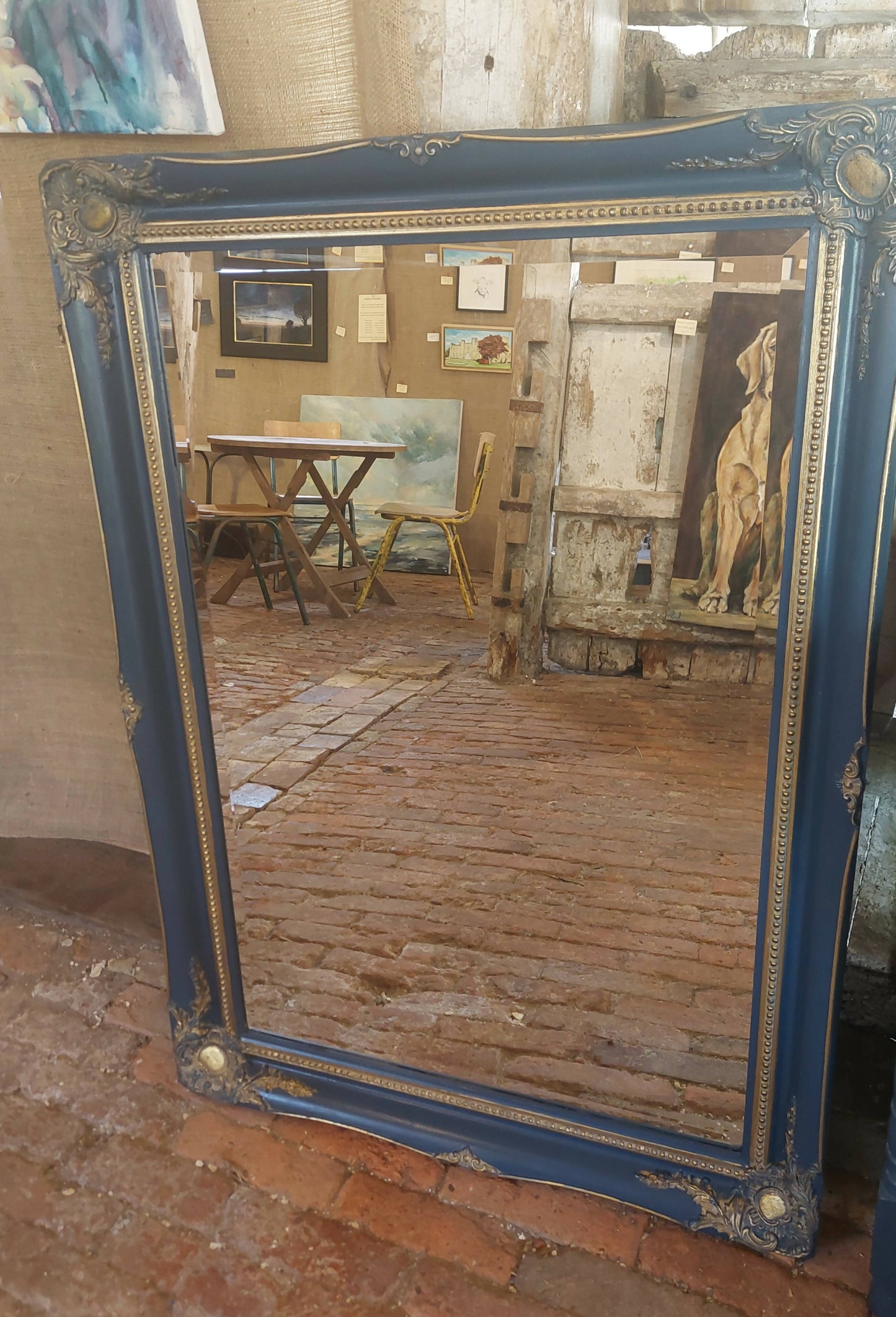 Large Elegant Teal&Gold Gilted Mirror