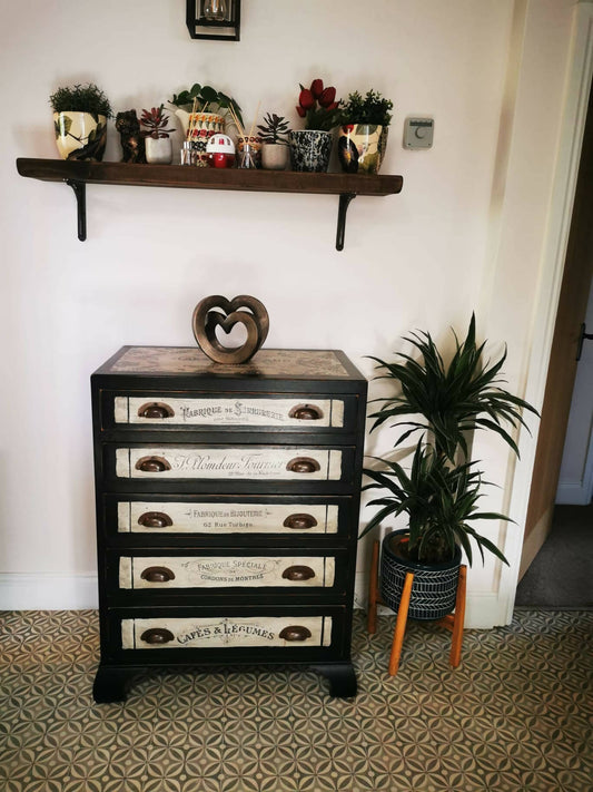 Black and White Vintage Chest of Drawers