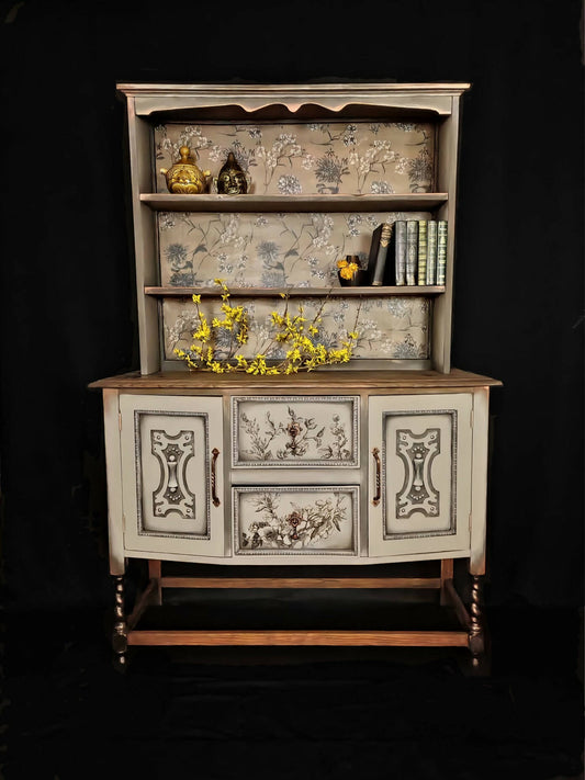 **Sold**Bespoke Hand painted Vintage Oak Dresser, Welsh dresser, Cabinet, Buffet, Sideboard in Grey chalk paint.