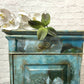 Vintage Blue Floral Painted Bedside Cabinets