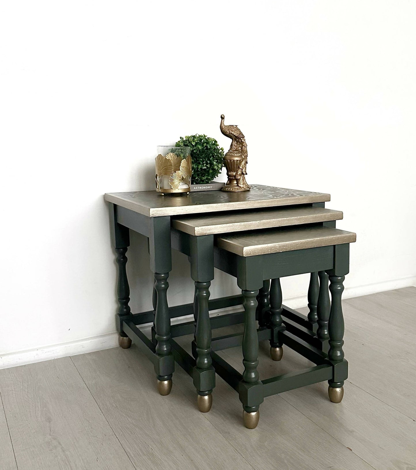 Nest of Tables, Olive Green and Gold