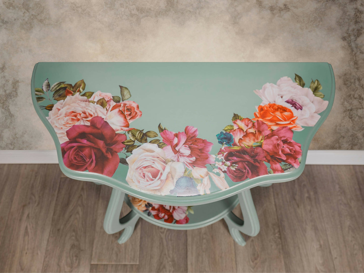 Upcycled Curvy Demi Lune Console Table