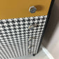 Retro Mid Century Chest of 5 drawers, Hand painted in black satin with Dogtooth pattern decoupage