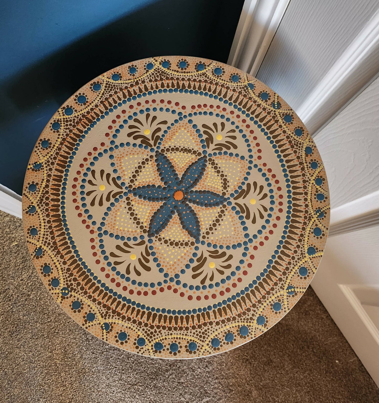 Bohemian mandala round side table, plant stand