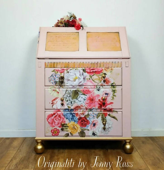 Vintage handpainted writing desk / bureau, Working from home, made to order, writing desk, desk