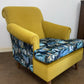 Ochre velvet floral reupholstered Armchair