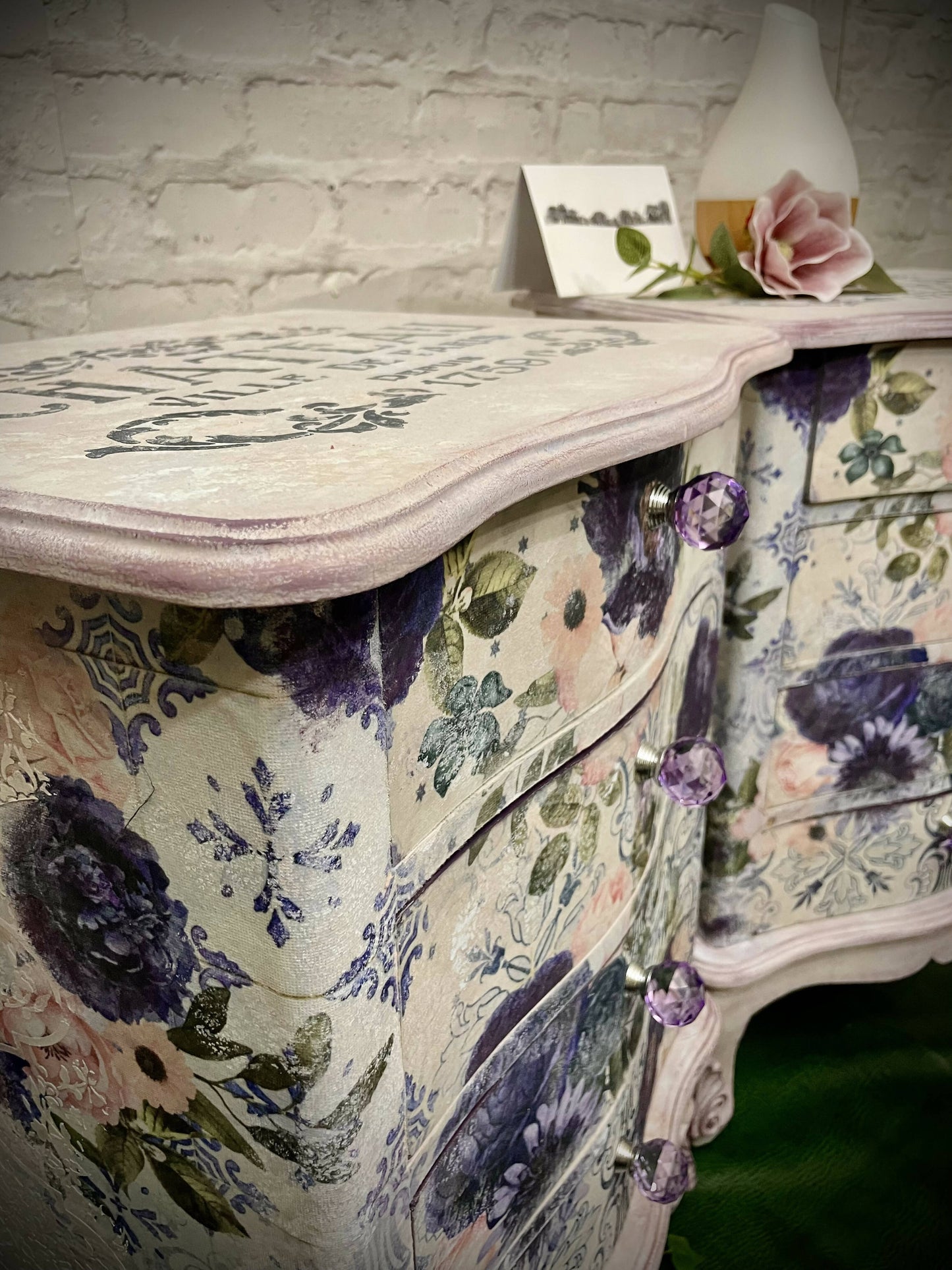 SOLD SOLD Soft Pink & Blue Vintage Floral Bedside Cabinets