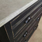 Black With Hand Painted "Marble" Effect Top. 3 Drawer Edwardian Chest. Cup Handles.