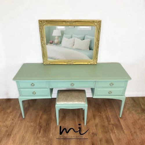 Refurbished vintage Stag Minstrel dressing table, dresser, drawers, pale blue green, upcycled, retro mid century - commissions available