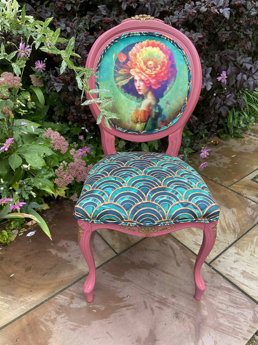 Lady with Flowers in Chair