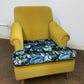 Ochre velvet floral reupholstered Armchair
