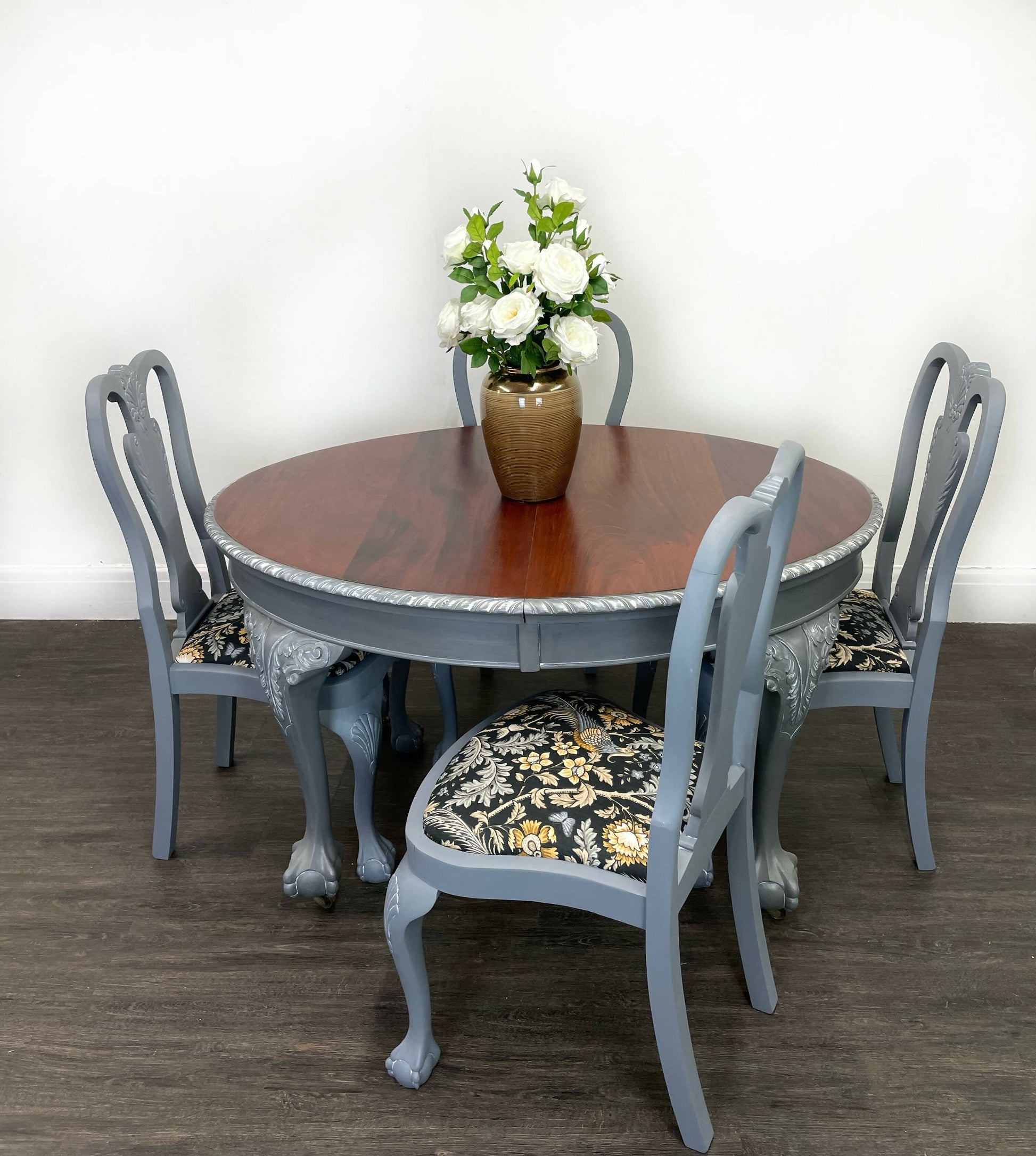 Vintage Victorian Claw And Ball Grey Mahogany Dining Table And