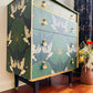 Repurposed Green and Gold Art Deco Chest of Drawers Detailed with Flying Cranes