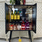 SOLD! MCM Black and gold leaf Drinks Cabinet on Steel Legs - Danish Teak (Maria)