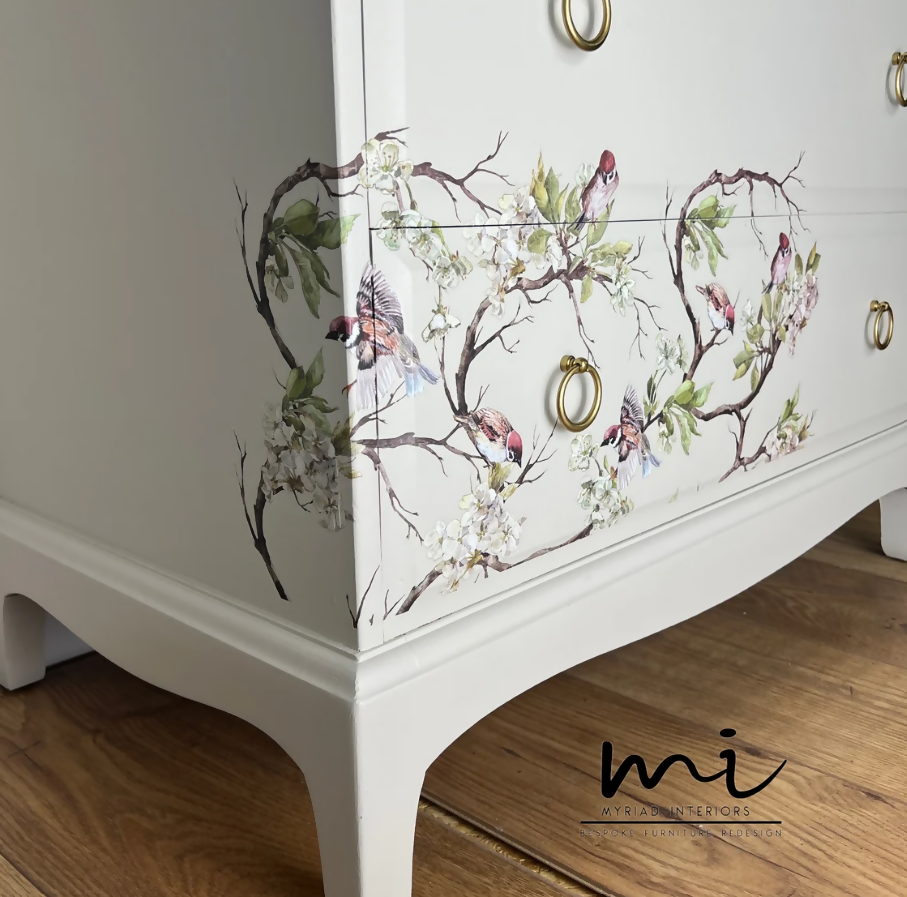 Floral White Stag Extra Tall Drawers