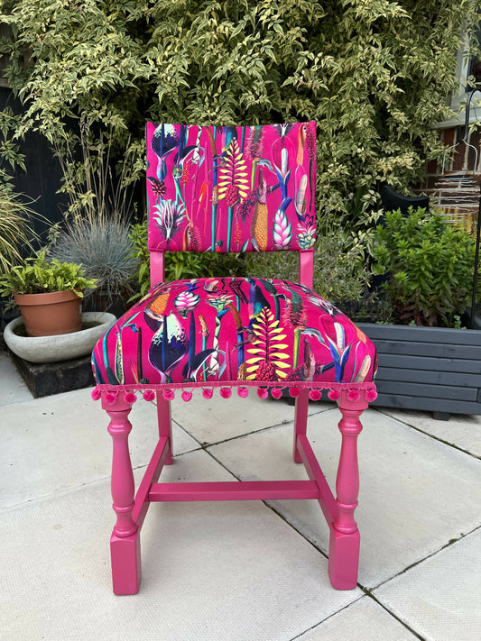 Pink Botanical Occasional Chair