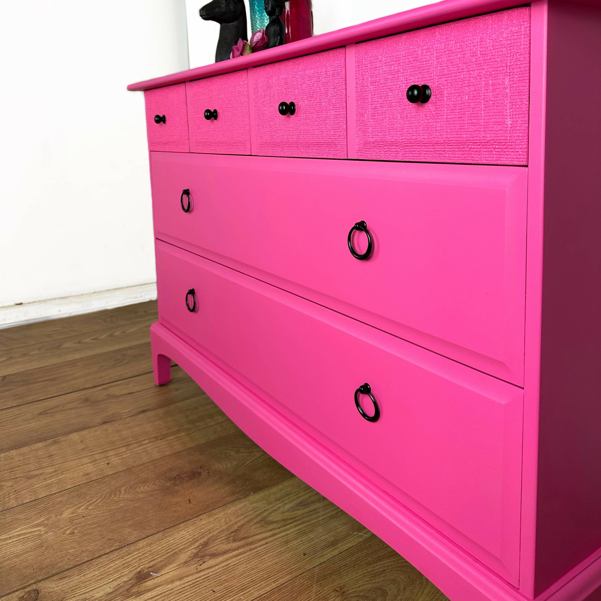 Maximalist Bright Pink Stag Minstrel Chest of Drawers, Retro dresser, Upcite Maximalist Bright Pink Stag Minstrel Chest of Drawers, Retro dresser, Upcite