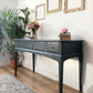 Dark grey stag console table, desk, dressing table