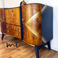 Refurbished vintage Beautility cocktail cabinet, Art Deco, hand painted, drinks cabinet, gin bar, burr walnut - commissions available -