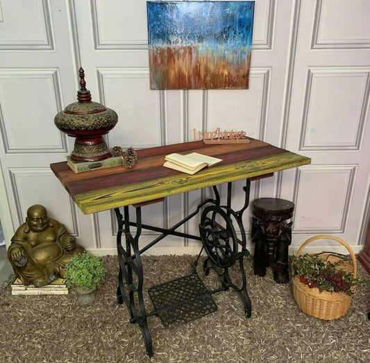 Sewing Machine Table Rainbow Table Yakisugi Charred Wood Console Table