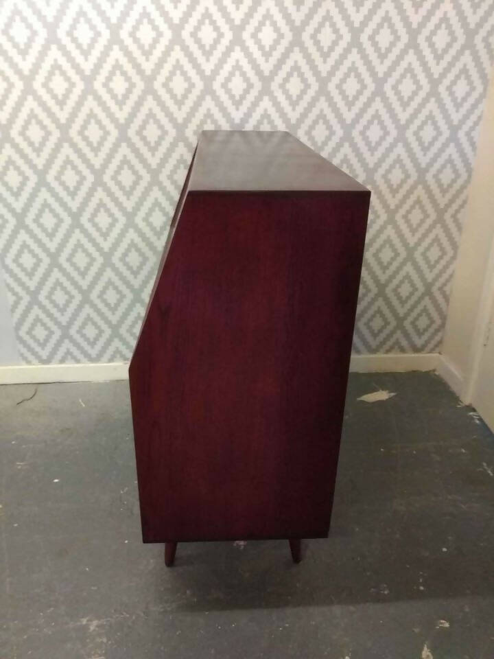 Mahogany Coloured Glass Fronted Vinyl Cabinet