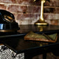 Desk, console table, black, painted, upcycled, decoupage