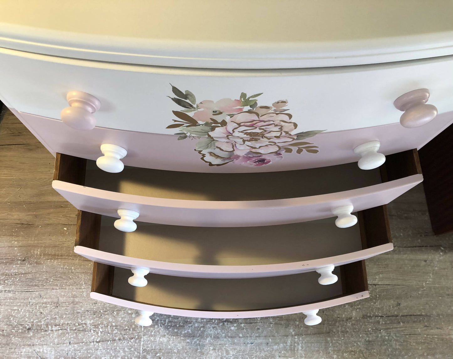 MADE TO ORDER: Baby Pink and White girl's bedroom chest of drawers