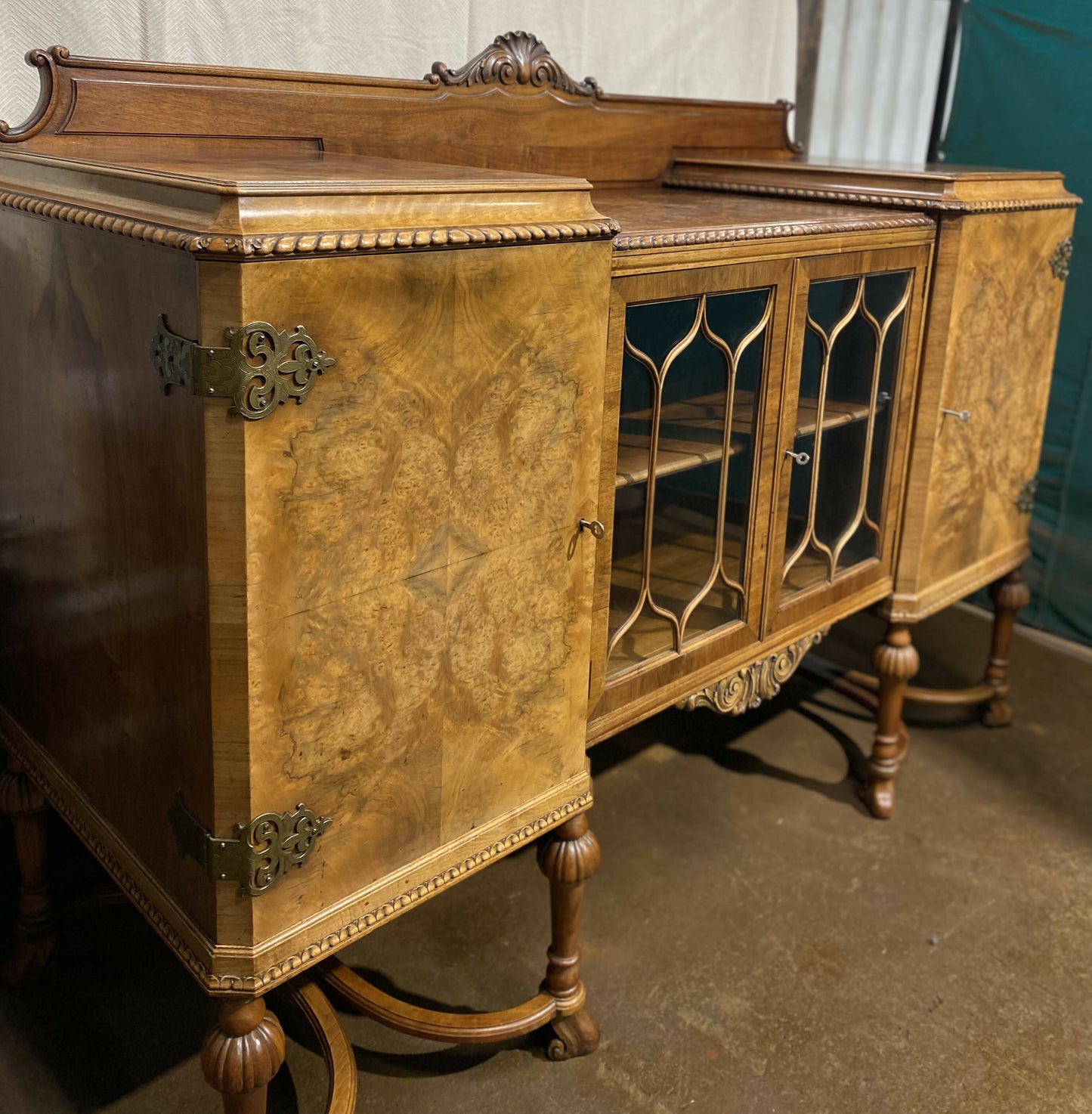 Edwardian Burl Walnut sideboard