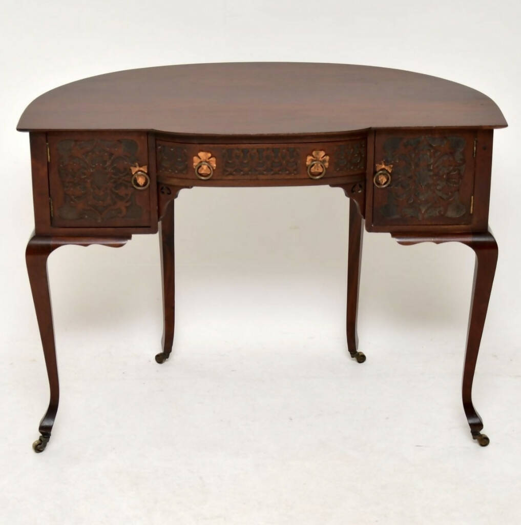 Art Nouveau Mahogany Kidney Shaped Vanity Unit Dressing Table 19th Century