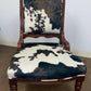 Reupholstered cowhide Victorian chair