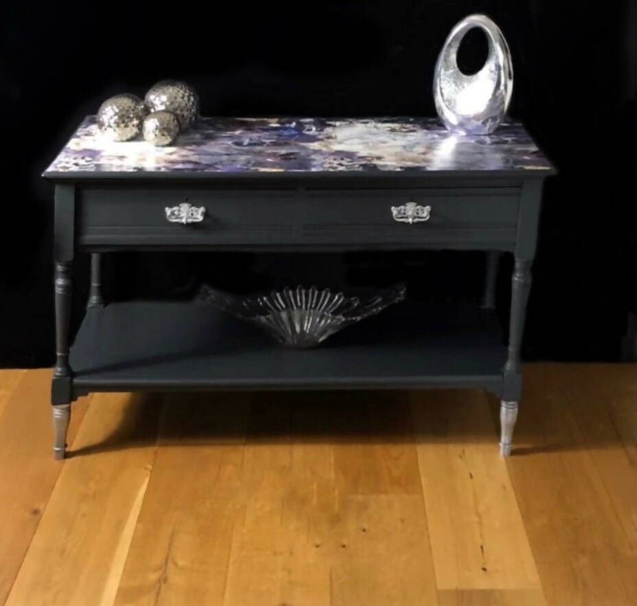 Two Drawer Grey Vintage Console Table