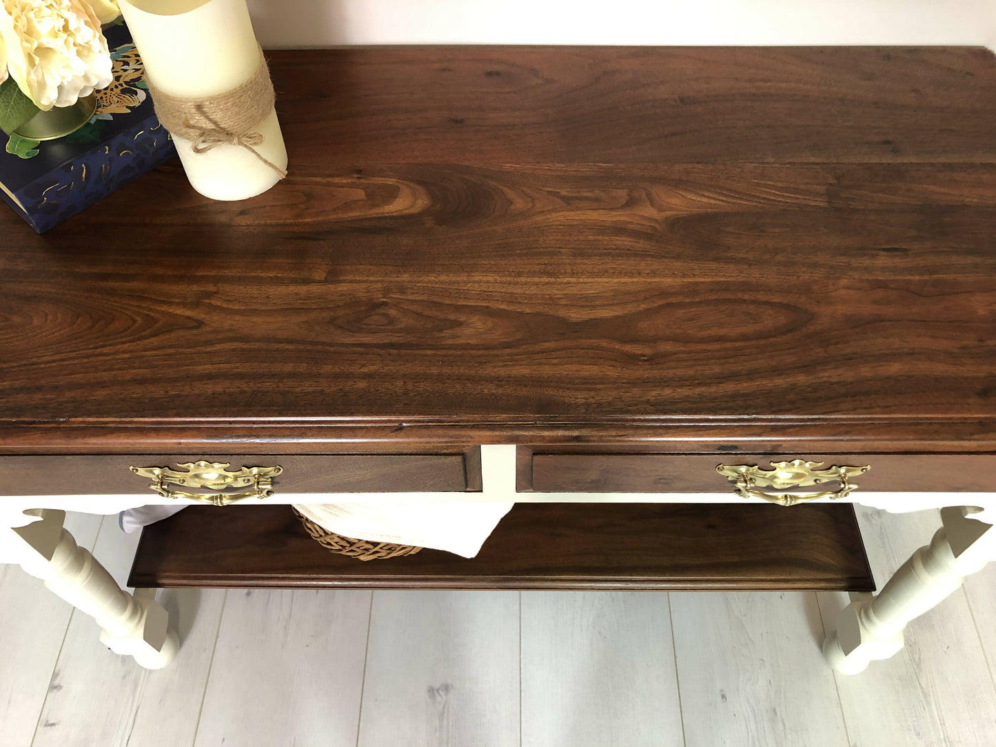 Farmhouse Vintage Console Table Hallway Table With 2 Drawers