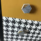 Retro Mid Century Chest of 5 drawers, Hand painted in black satin with Dogtooth pattern decoupage