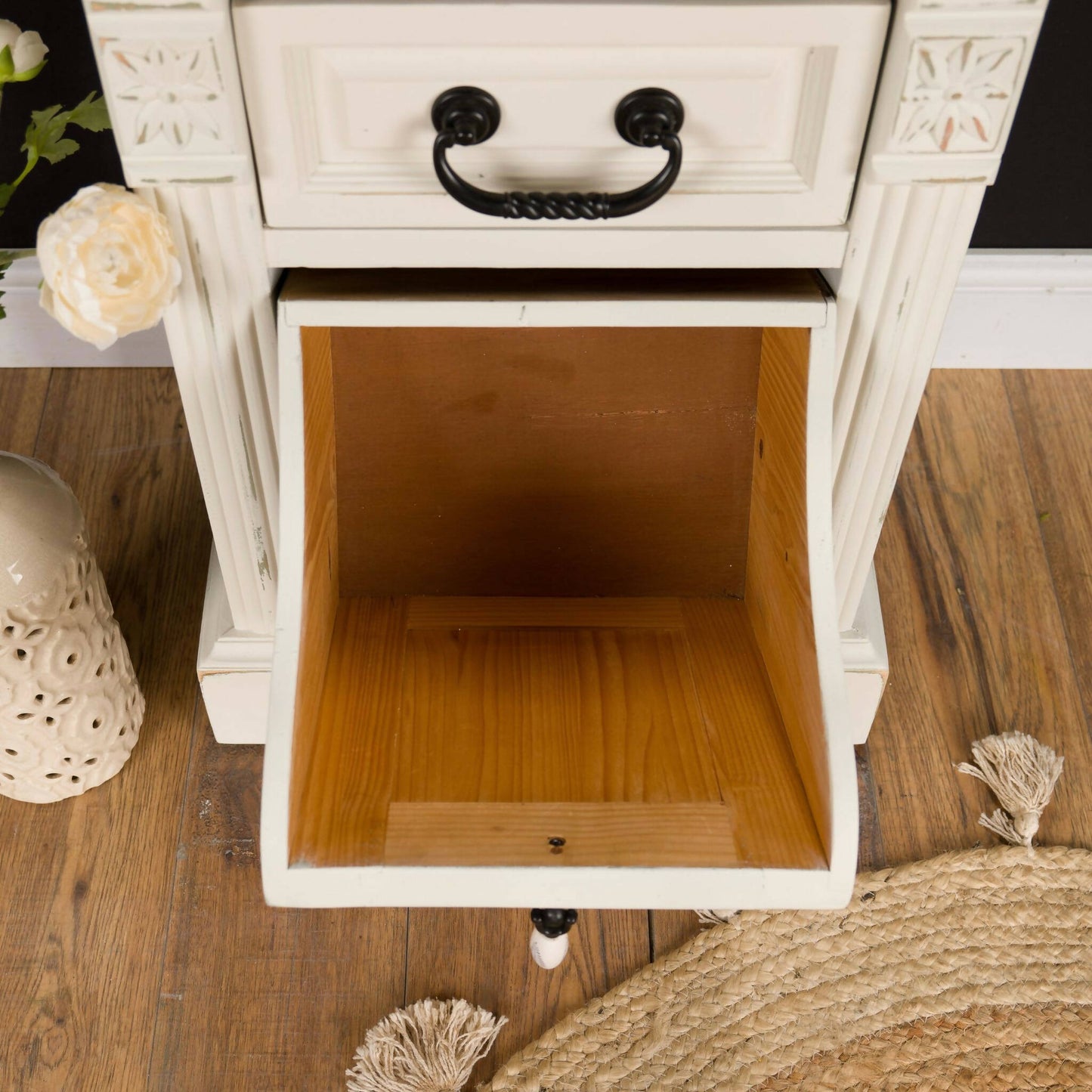 Cream Solid Pine Bedside Table