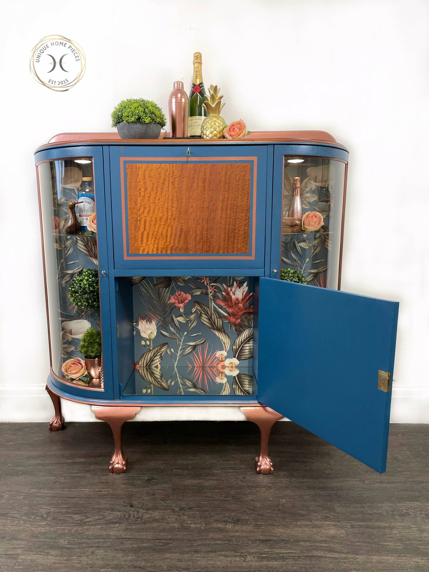 Art Deco Blue Drinks Cabinet