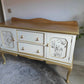 UNIQUE BEAUTIFUL WALNUT CREAM AND GOLD SIDEBOARD/DRESSER/DRAWERS