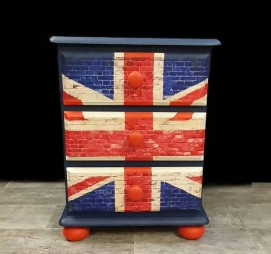 Union Jack Pained Bedside Cabinet