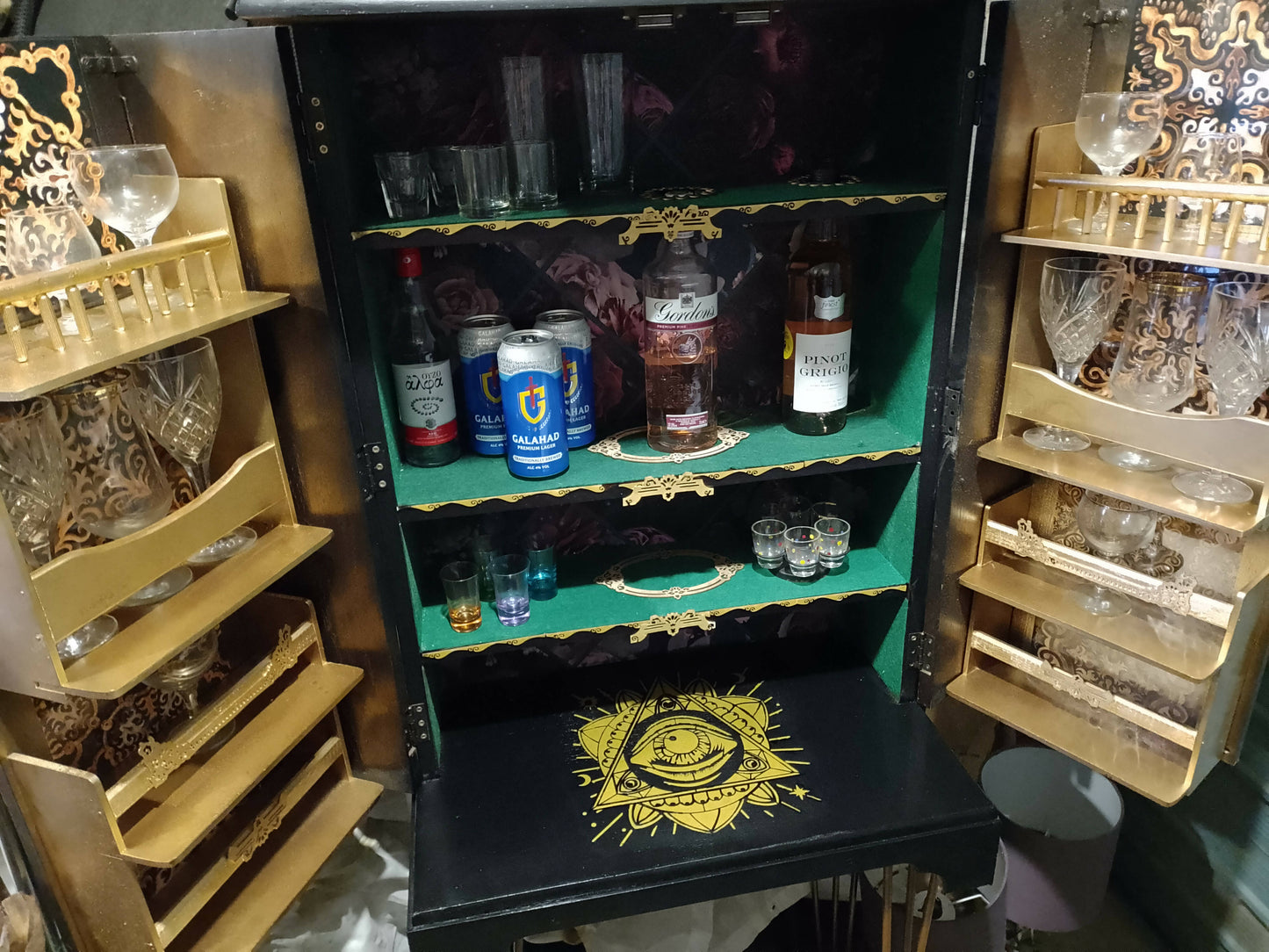 Upcycled 1970s bookcase into a drinks cabinet